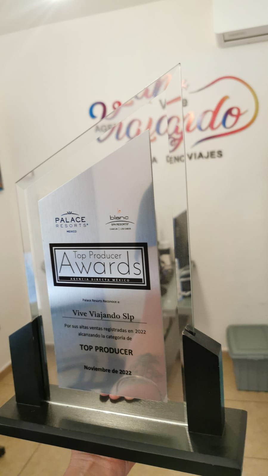 Reconocimiento Top Producer Awards, Palace Resorts, a Vive Viajando SLP